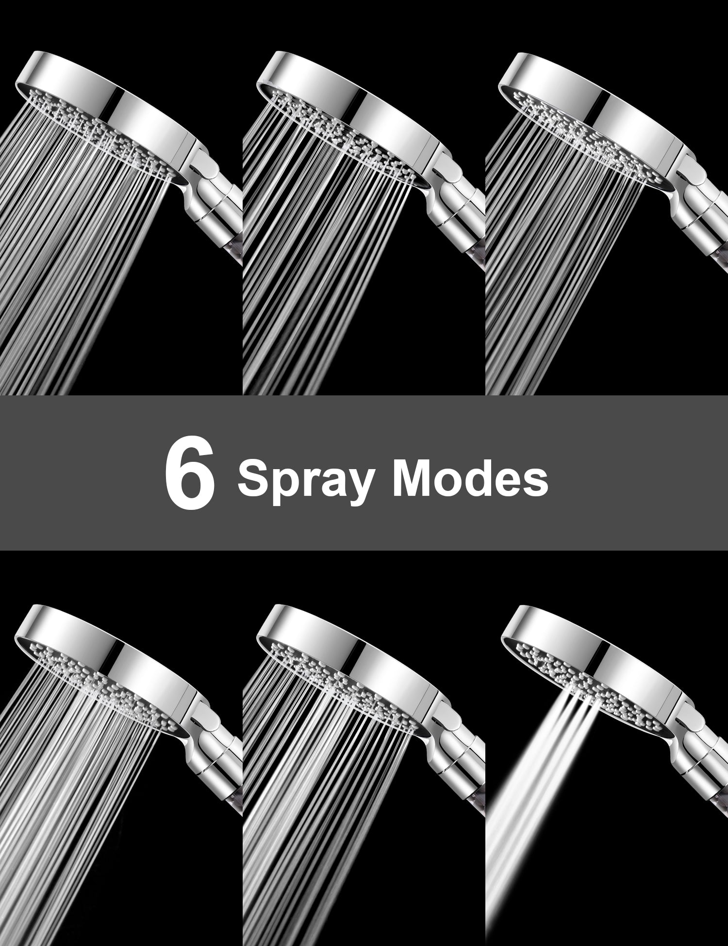 Magichome Shower Head, Filter Shower Head High Pressure 6 Modes(Only Shower Head), Hard Water Filter Shower Head to Increase Pressure with Anti-limescale Silicone Nozzles