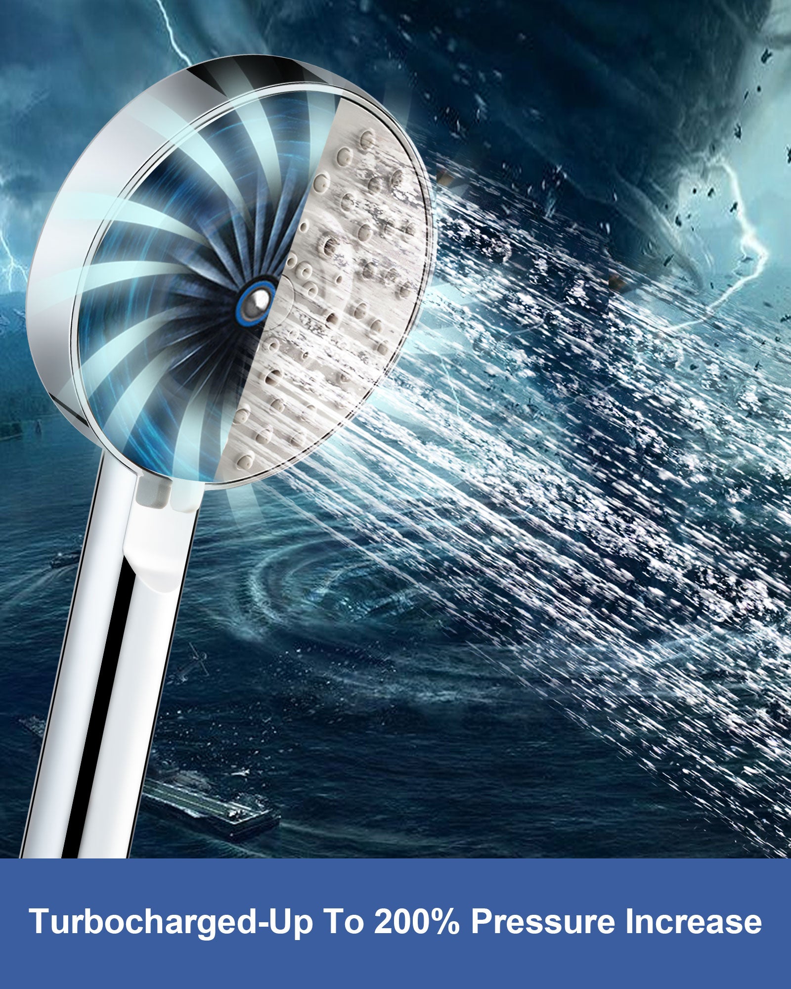 Magichome Shower Head and Hose 2M, High Pressure Shower Head with 5 Spray Modes, Turbocharged Design Powerful Shower Head for Low Water Pressure