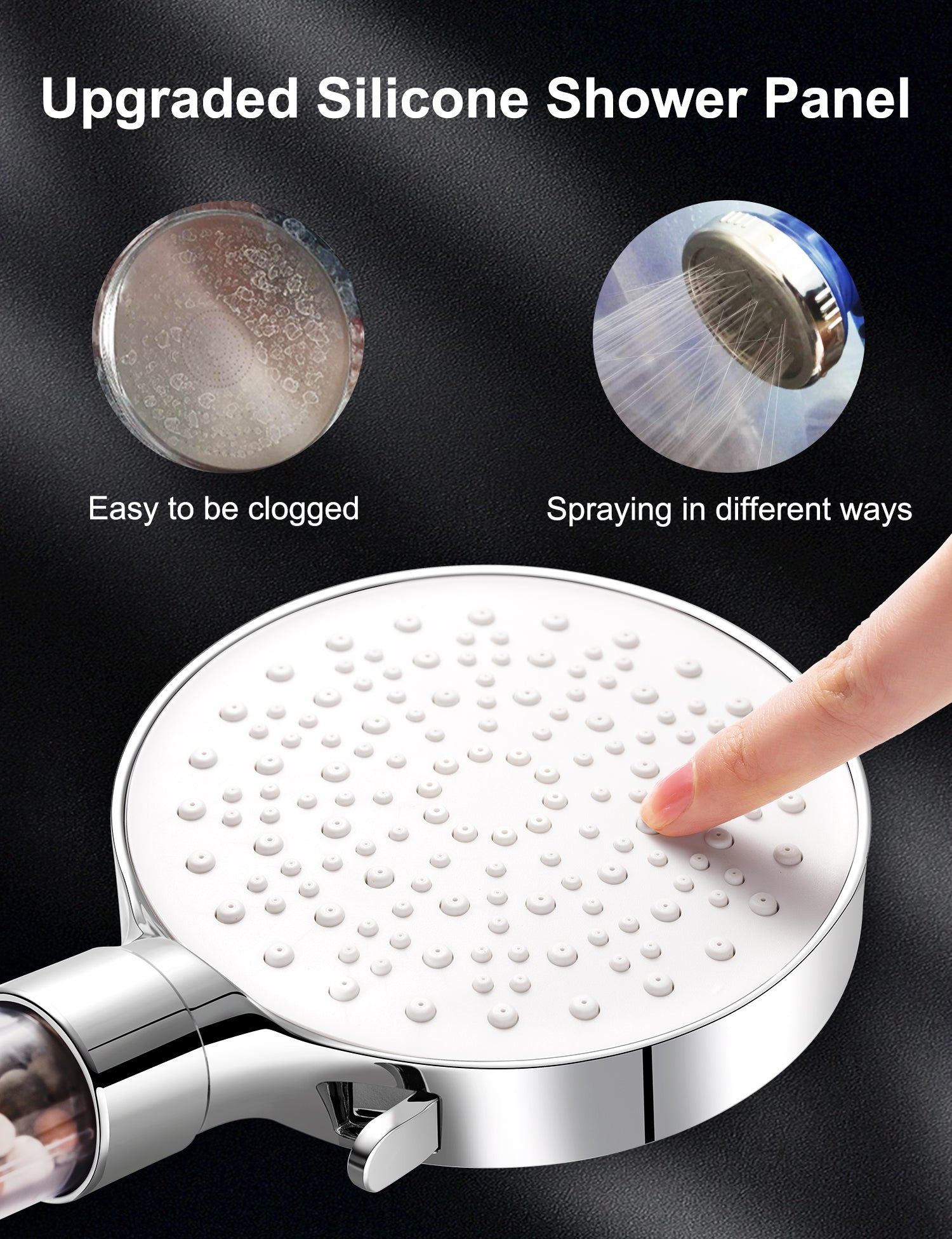 Magichome Shower Head, Filter Shower Head High Pressure 6 Modes(Only Shower Head), Hard Water Filter Shower Head to Increase Pressure with Anti-limescale Silicone Nozzles